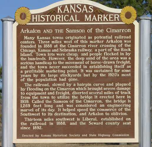 Samson of the Cimarron and Arkalon Kansas Historical Marker