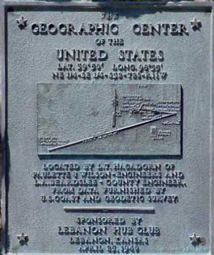 Geographical Center of the United States plaque