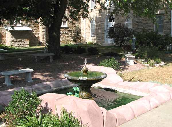 fountain outside St. Boniface Catholic Church