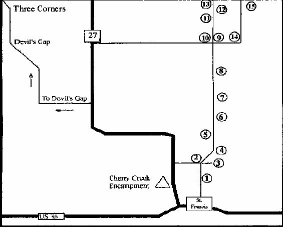 Tour map for the Arikaree Breaks in Cheyeene County, Kansas