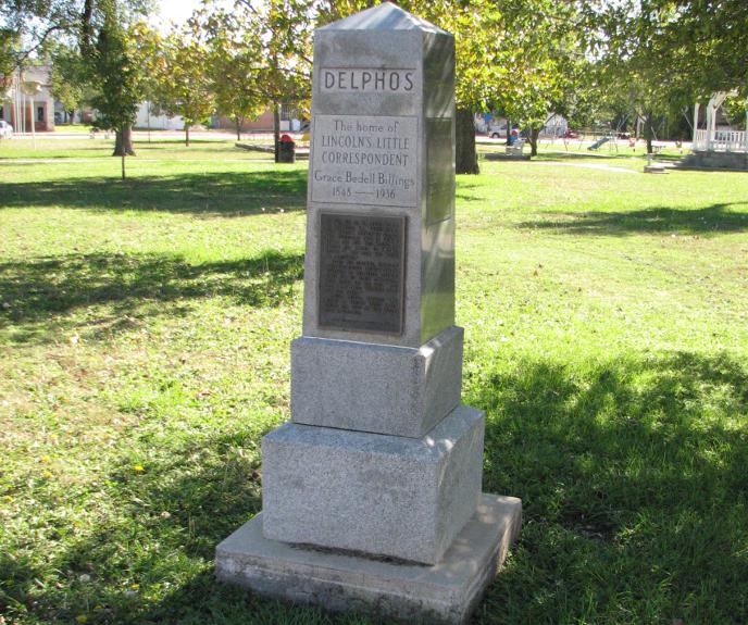 Grace Bedell Billings: Lincoln's Little Correspondent Monument - Delphos, Kansas