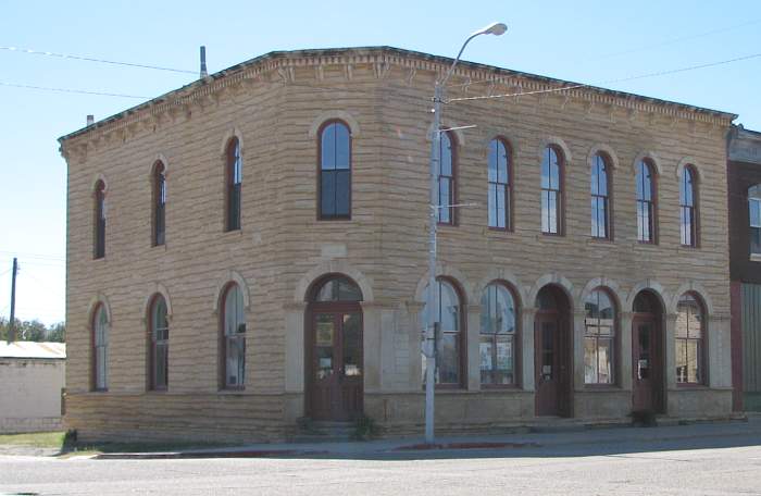 Cummins Block Building in downtown Lincoln, Kansas.