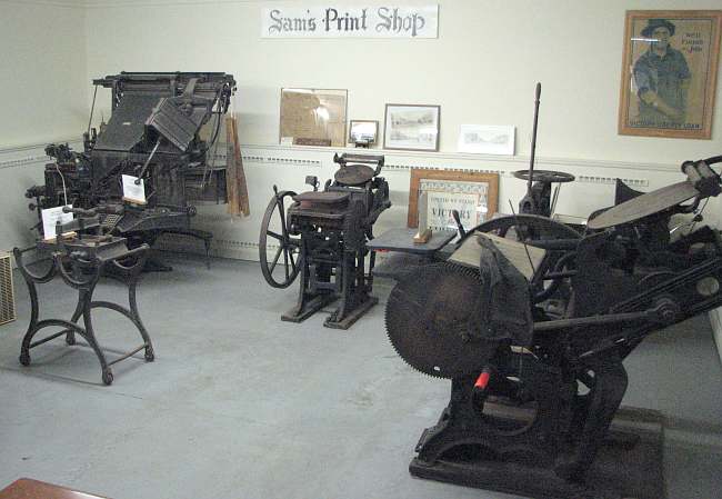Sam's print shop in the Emmett Kelly Museum