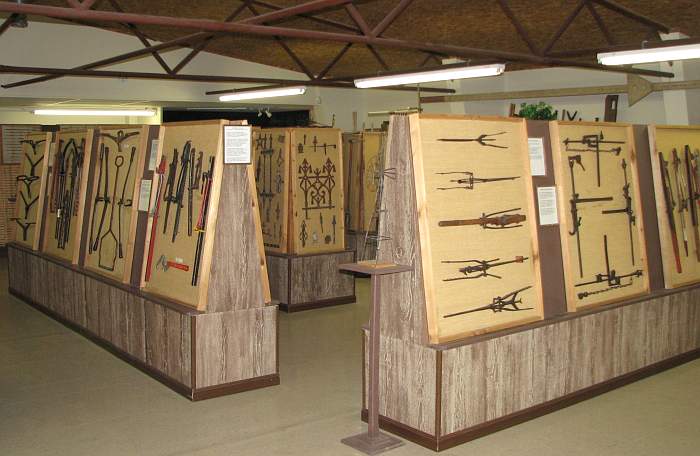 antique fencing tools exhibit at the Barbed Wire Museum