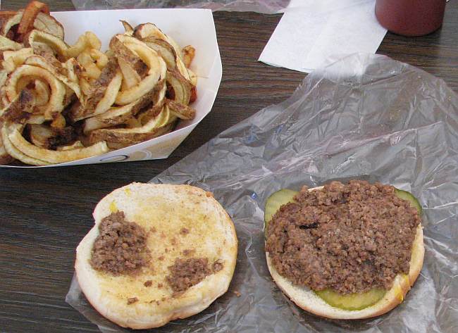 Beef burger and Susie Q's