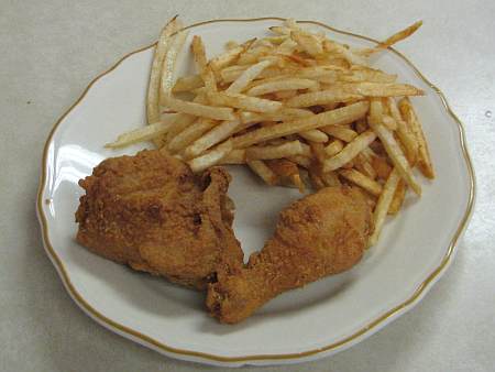 Chicken dinner at the Chicken House in Olpe, Kansas.