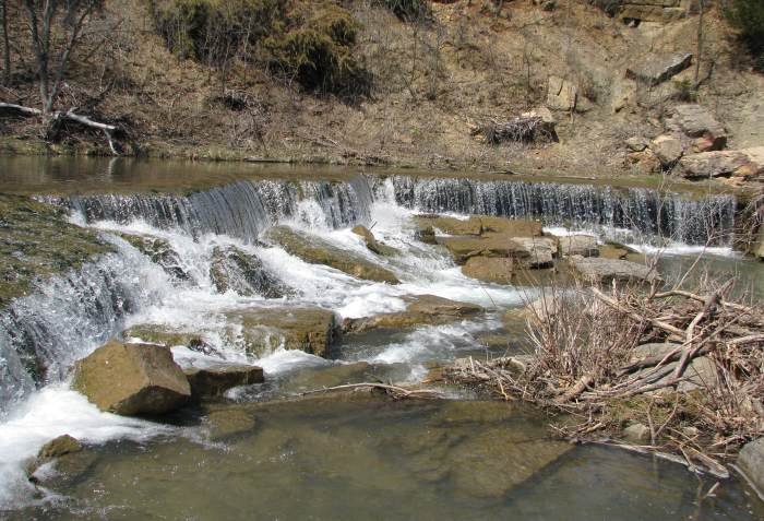 Deep Creek Waterfall at Pillsbury Crossing Wildlife Area near Manhattan, Kansas.