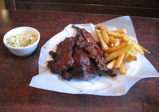 Rosedale BBQ cheesey baked potato salad and riblets & fries