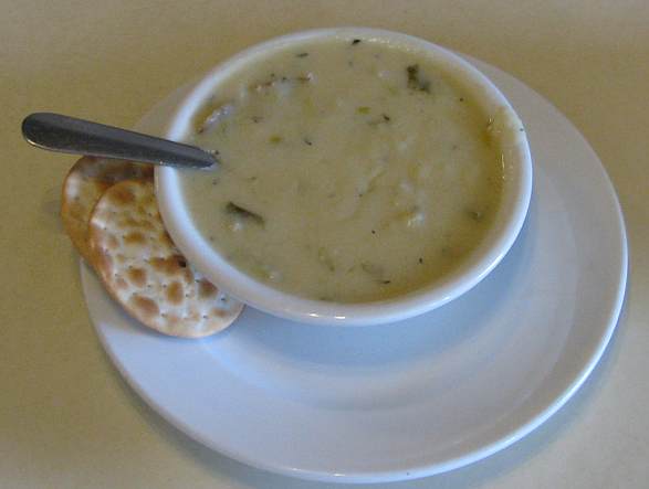 baked potato soup at Cafe on the Route in Baxter Springs, Kansas.