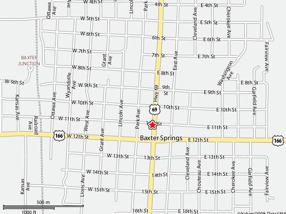 Cafe on the Route Baxter Springs Map