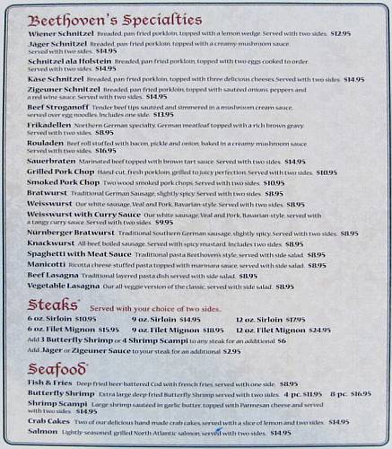 Beethoven's German specialty menu