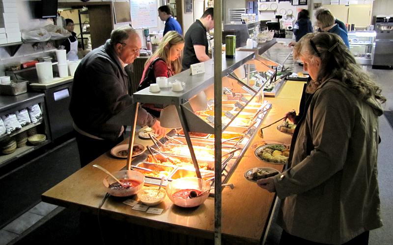 Buffet line at the Newton Breadbasket