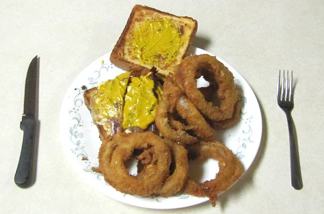 Tex Mex Burger with onion rings