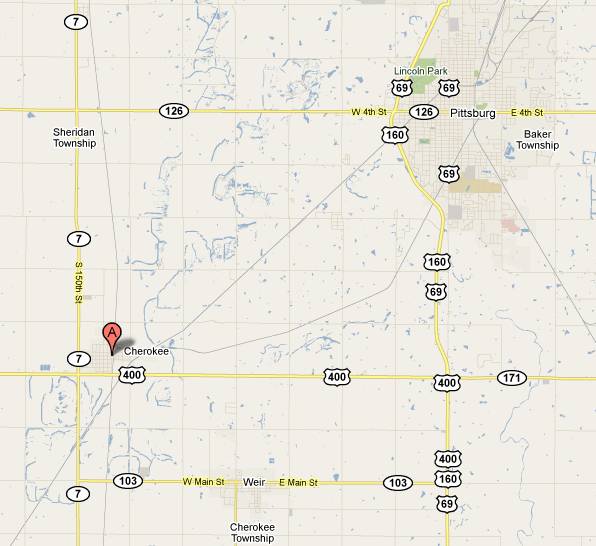 Idle-A-While Bar and Grill Map - Cherokee, Kansas