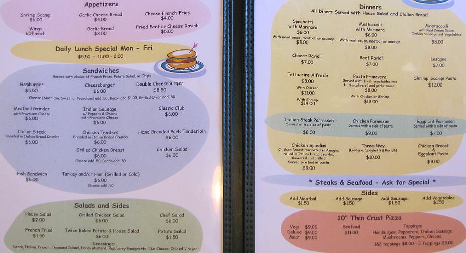 Anthony's Diner menu -  Eudora, Kansas