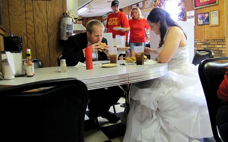 Bride & Groom at Bob's Grill - Pittsburg, Kansas