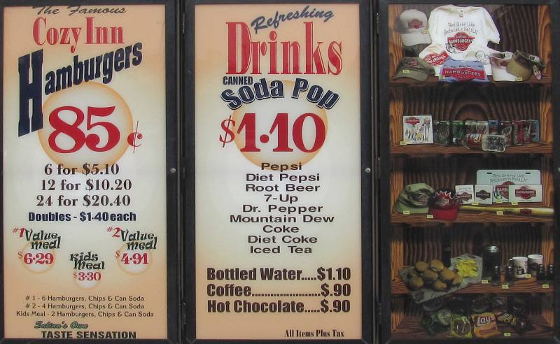 Cozy Inn menu - Salina, Kansas