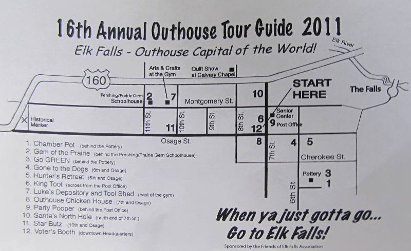 Outhouse Tour Map - Elk Falls, Kansas