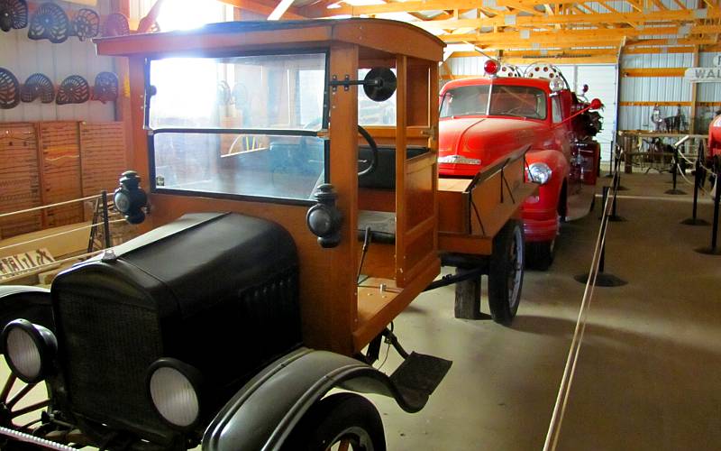 antique truck and fire truck