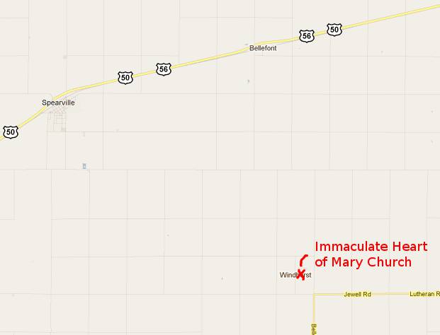 Immaculate Heart of Mary Church map -  Windthorst, Kansas