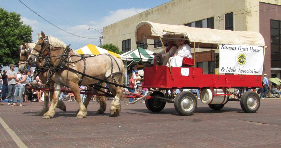 Covered Wagon in the Prairiesta Parade