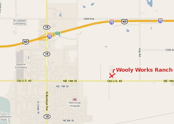 Wooly Works Alpaca Ranch Map - Abilene, Kansas