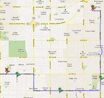 Map to Prairie Village, Kansas Christmas displays