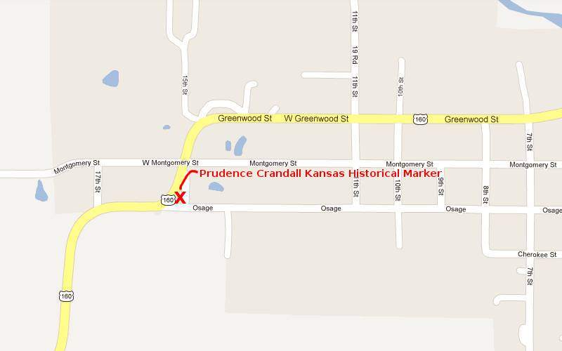 Prudence Crandall Kansas Historical Marker Map - Elk Falls, Kansas