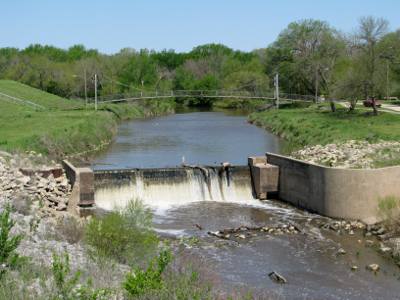 Riverside Park Bridge and Falls - Halstead, Kansas