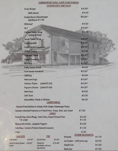 Sommerset Hall Cafe Lunch Menu