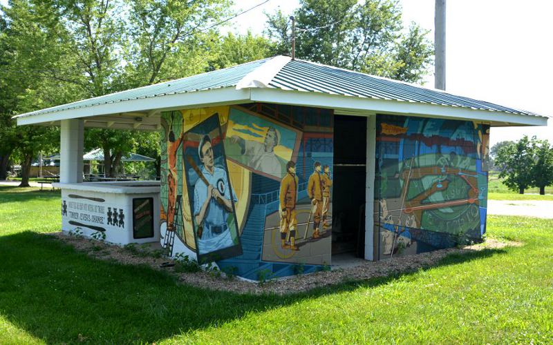 Tinker to Evers to Chance mural in Muscotah, Kansas