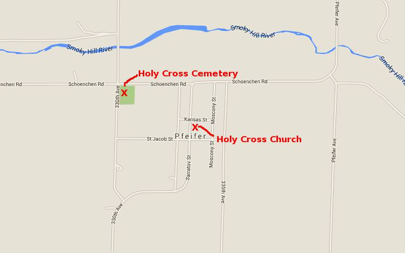 Holy Cross Chhurch Map - Pfeifer, Kansas