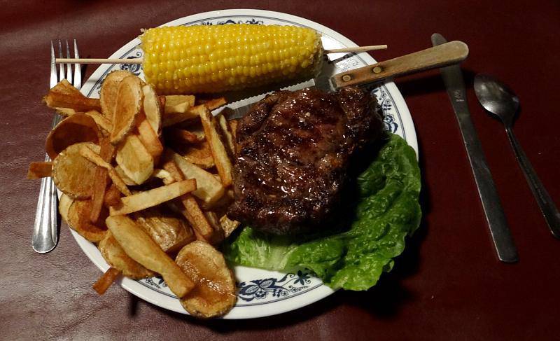 Buffalo rib eye steak at the Bunker Hill Cafe