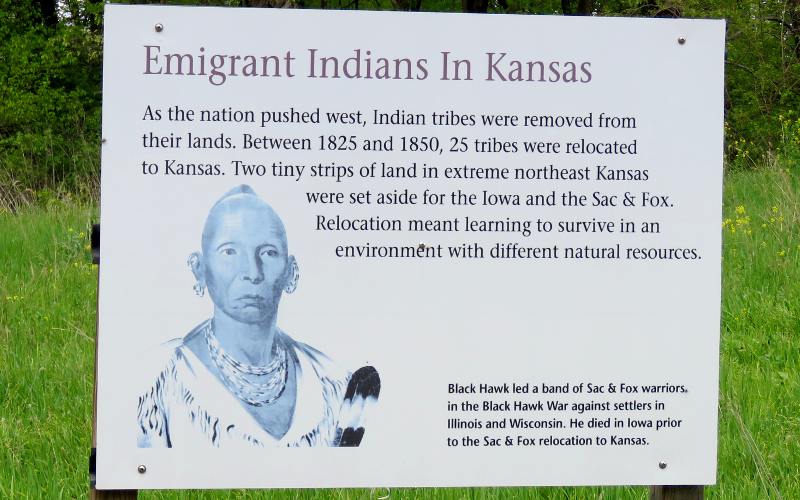 Iowa, Sac, Fox Mission State Historic Site sign