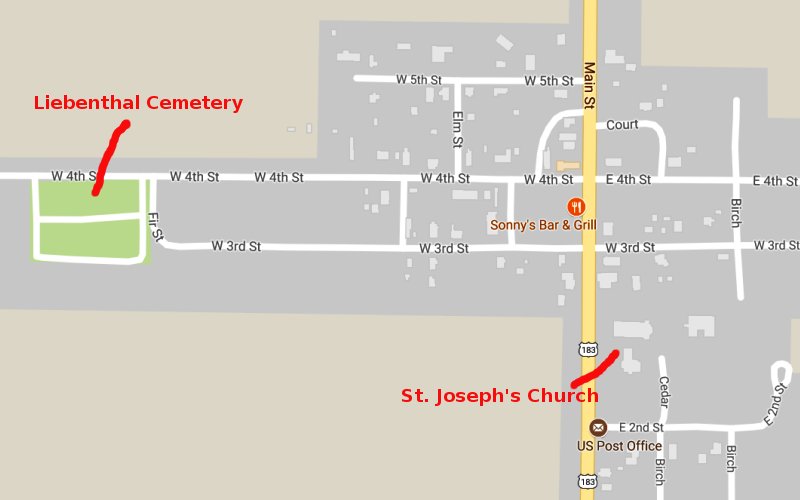 St. Joseph's Church Map - Liebenthal, Kansas