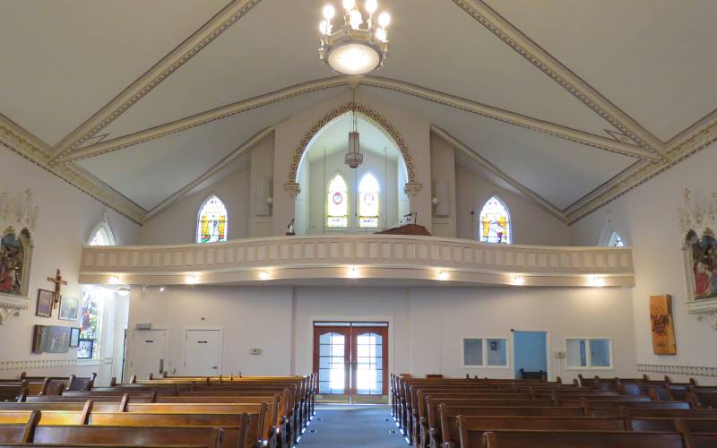 Choir loft in the balcony of St. John Nepomucene Catholic Church