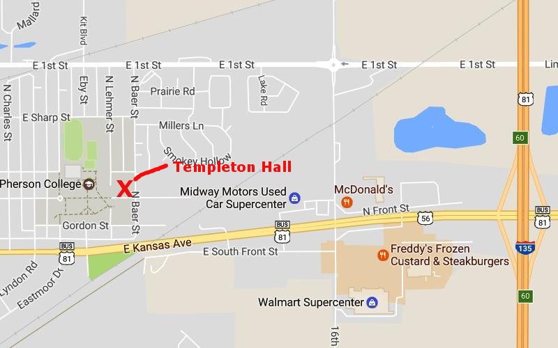 McPherson College Auto Restoration map - McPherson, Kansas