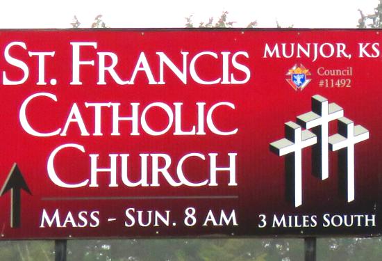 St. Francis of Assisi Catholic Church sign - Munjor, Kansas