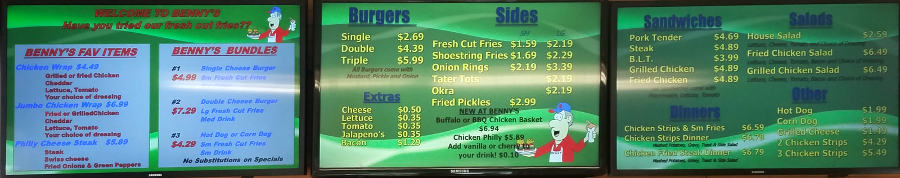 Benny's Burgers and Shakes Menu - Cheney, Kansas