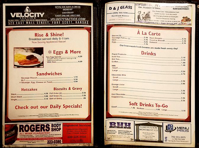 Nu Grill breakfast menu