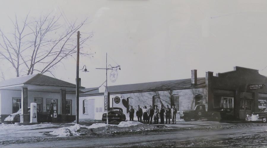 1950s photo Wetmore Kansas Texaco and Chrysler Plymouth Dealer