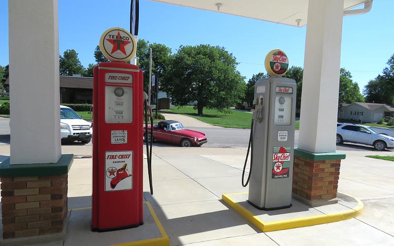 Antique Fire Chief and Sky Chief Texaco gas pumps