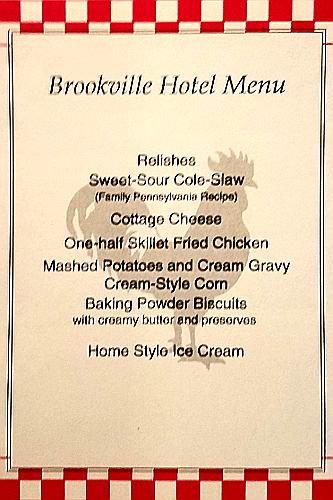 Brookville Hotel Restaurant Menu - Abilene, Kansas