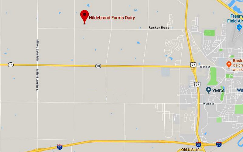 Hildebrand Farms Dairy Map - Junction City, Kansas