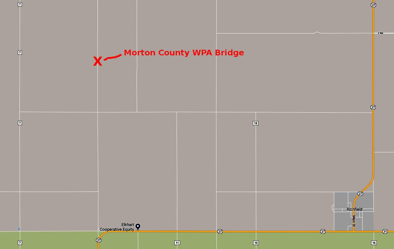 Morton County WPA Bridge Map - Morton County, Kansas