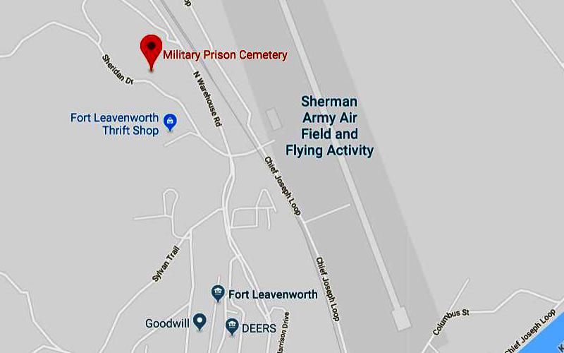 United States Disciplinary Barracks Cemetery Map - Fort Leavenworth, Kansas