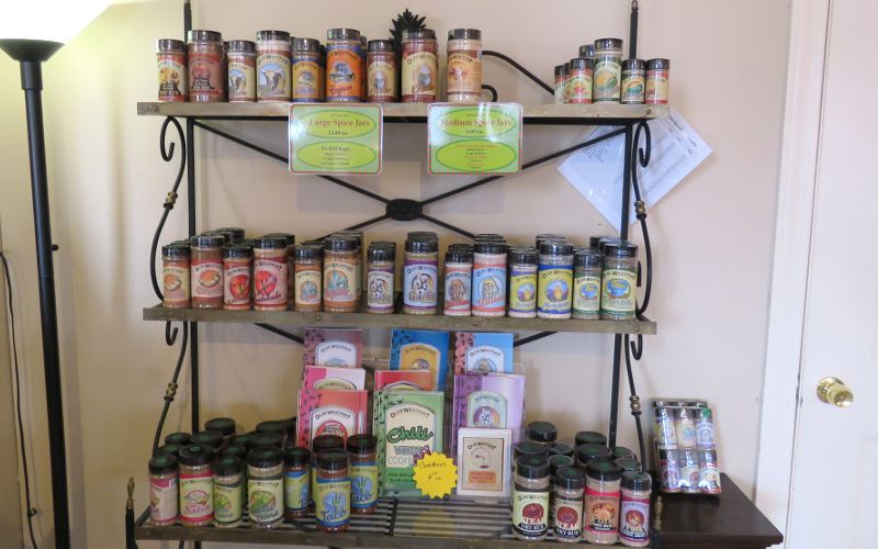 Cookbooks and spices at Olde Westport Spice and Trading Company