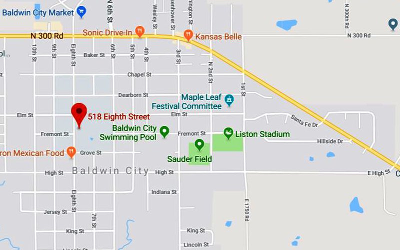 Quayle Bible Collection Map - Baldwin City, Kansas