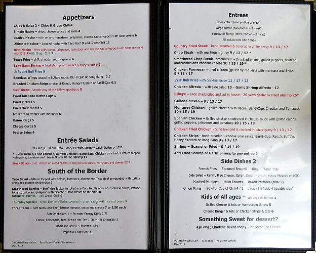 The Cafe in Winona Menu - Winona, Kansas