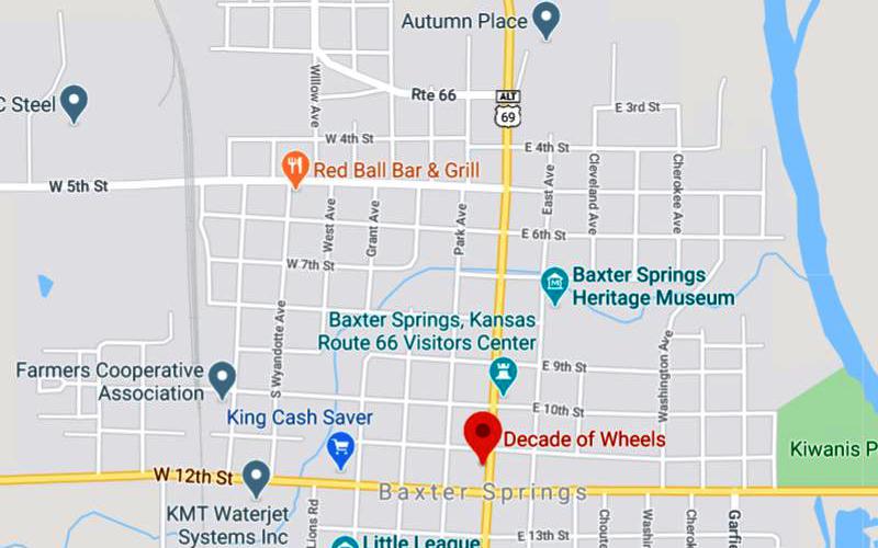 Decades of Wheels Map - Baxter Springs, Kansas